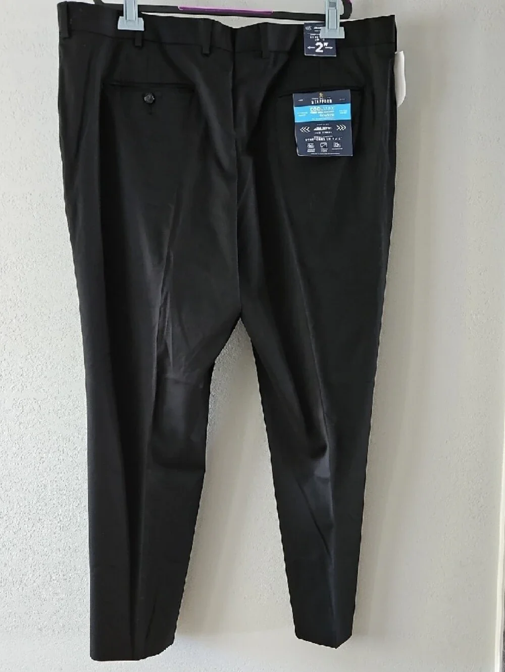 Stafford Black Men’s Dress Pants 42x30 NWT Coolmax With Stretch Waist Black - Picture 6 of 8